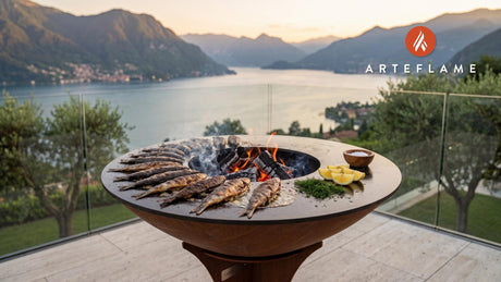 Grilled Smoked Vendace (Finnish Style) cooking on an Arteflame grill