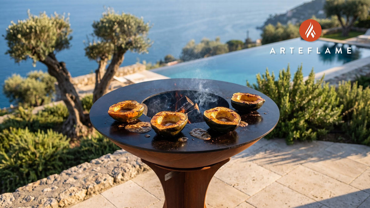 Grilled Acorn Squash cooking on an Arteflame grill
