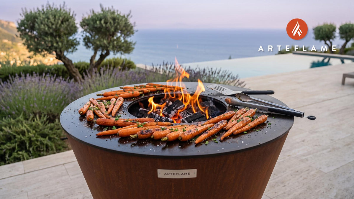 Buttered Grilled Carrots (Finnish Style) cooking on an Arteflame grill