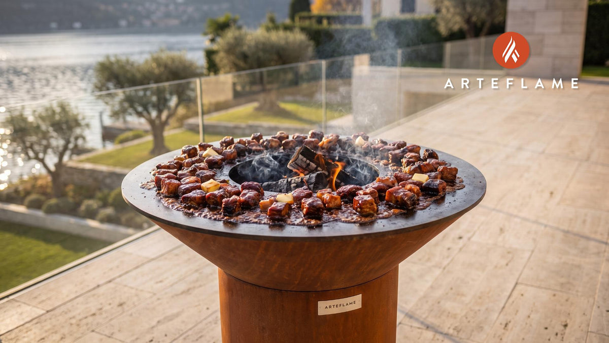 Juicy BBQ Brisket Burnt Ends (Delaware Style) cooking on an Arteflame grill