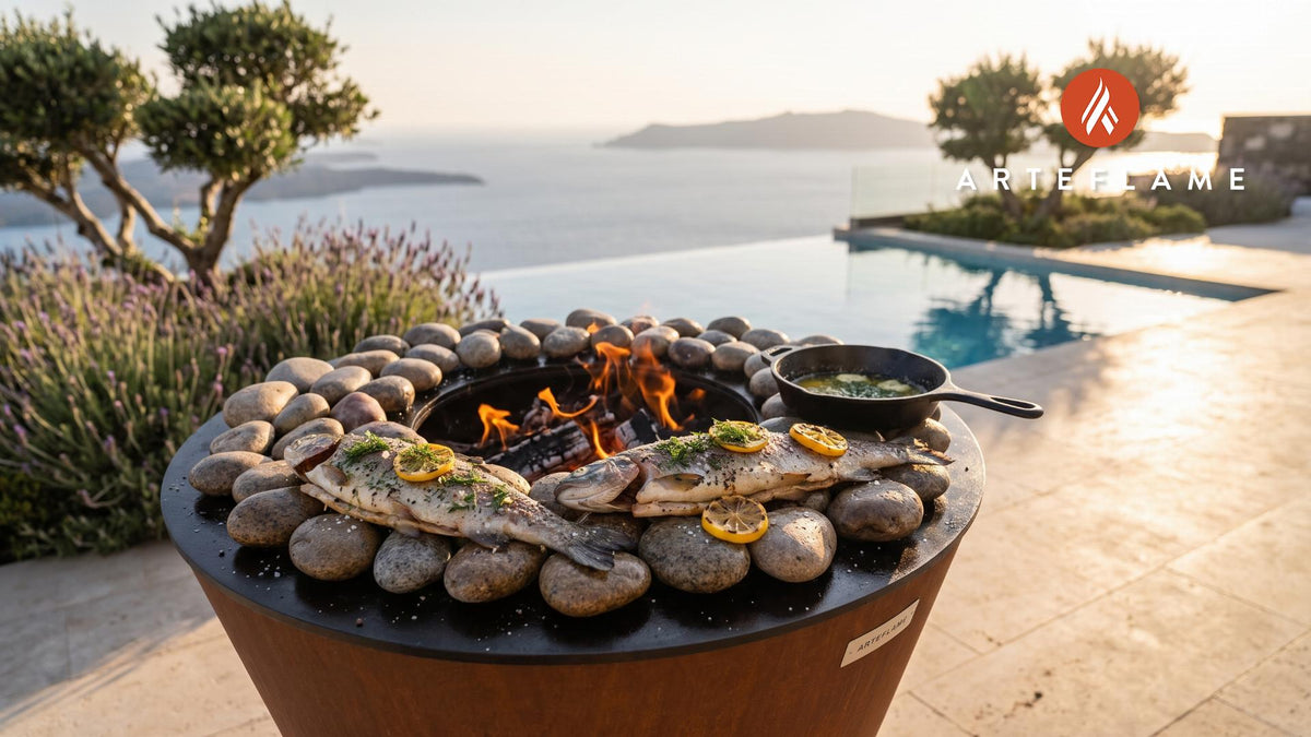 Stone Grilled Trout (Authentic Finnish Style) cooking on an Arteflame grill