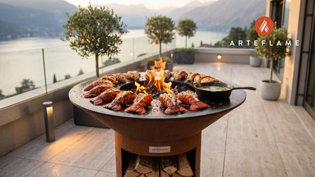 Grilled Lobster Tails with Lemon Butter (Delaware Style) cooking on an Arteflame grill