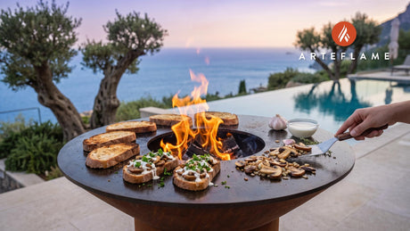 Wood-Fired Cep Mushroom Toast (Finnish Style) cooking on an Arteflame grill
