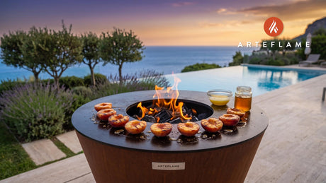 Grilled Peaches & Honey Drizzle (Delaware Style) cooking on an Arteflame grill