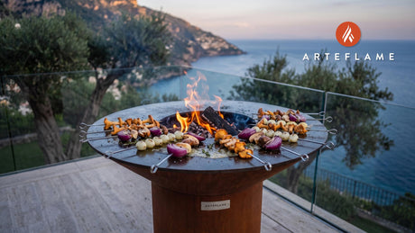 Wild Mushroom & Onion Skewers (Finnish Style) cooking on an Arteflame grill