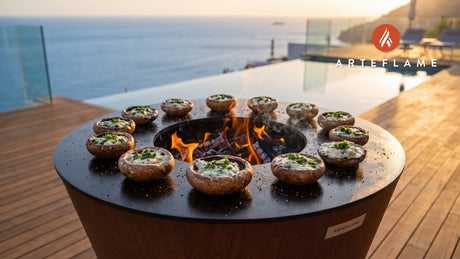 Grilled Stuffed Mushrooms cooking on an Arteflame grill