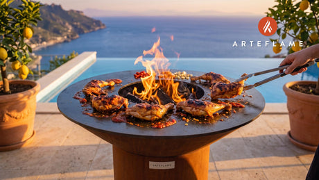 Grilled Chicken with Datil Peppers (Florida Style) cooking on an Arteflame grill