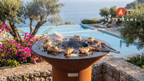 Seared Rabbit with Herbs (Finnish Style) cooking on an Arteflame grill