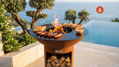 Grilled Gator Sausage (Florida Style) cooking on an Arteflame grill