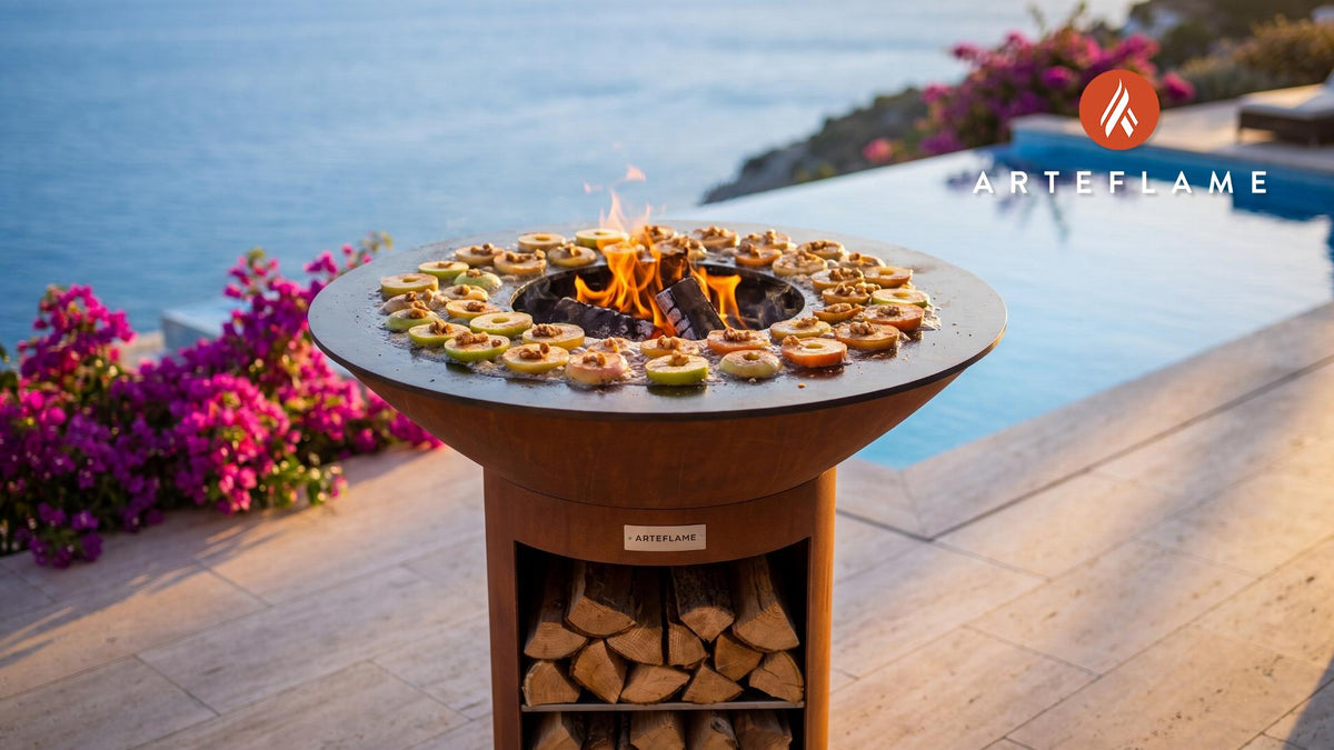 Grilled Cinnamon Apple Slices (Finnish Style) cooking on an Arteflame grill