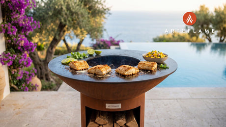 Coconut Crusted Mahi Mahi (Florida Style) cooking on an Arteflame grill