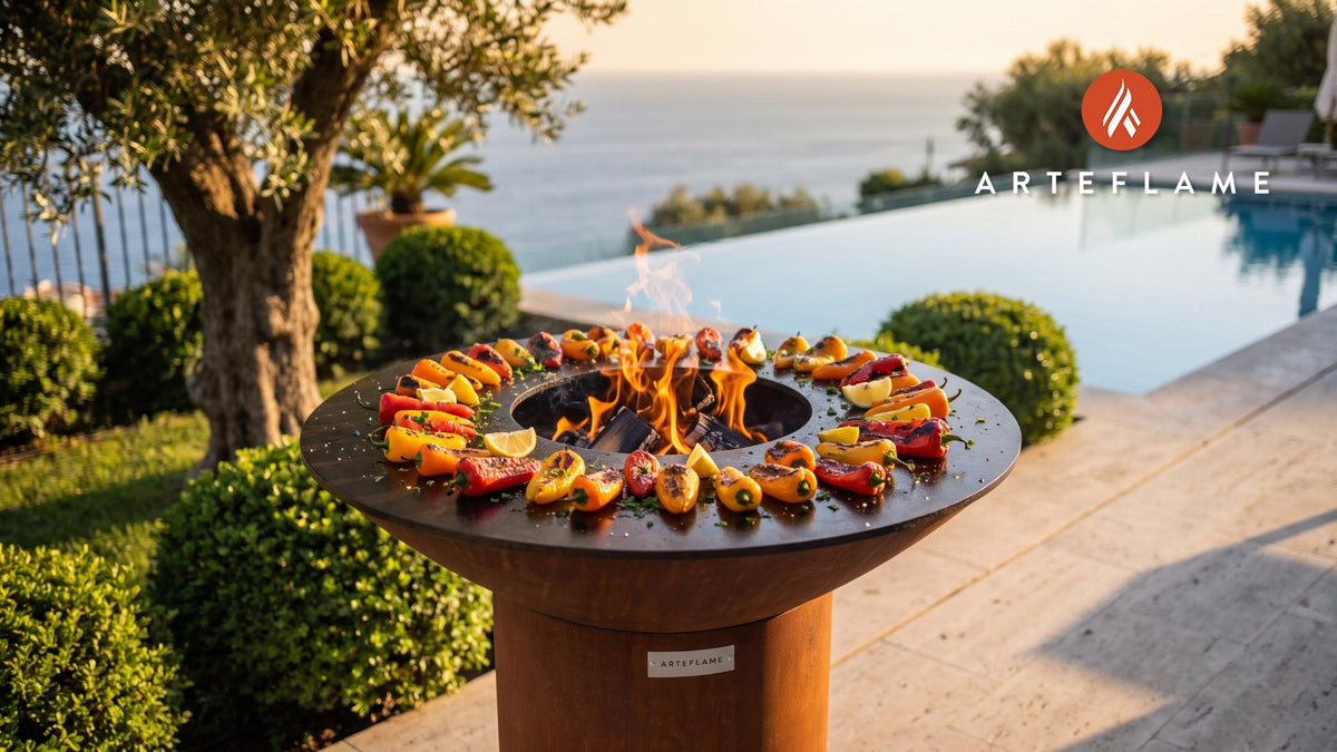 Charred Sweet Peppers & Sea Salt (Florida Style) cooking on an Arteflame grill