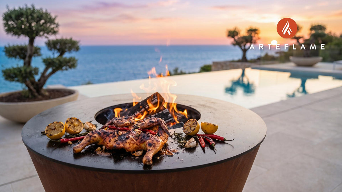 Grilled Piri Piri Chicken (Portuguese Style) cooking on an Arteflame grill