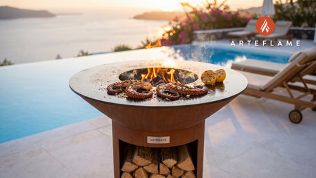 Portuguese Grilled Octopus cooking on an Arteflame grill