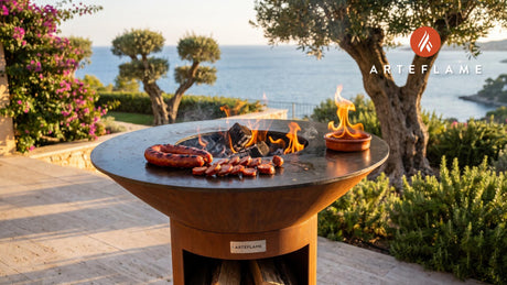 Portuguese Chouriço Assado cooking on an Arteflame grill