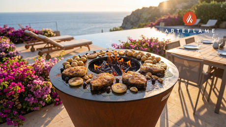 Grilled Bacalhau Steaks (Portuguese Style) cooking on an Arteflame grill