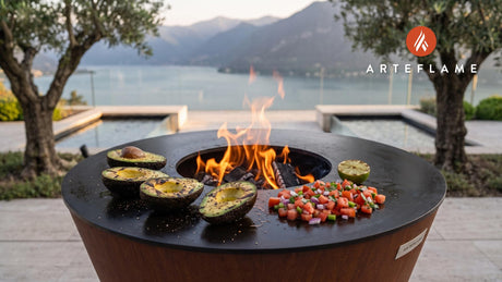 Charred Avocados & Tomato Salsa (Florida Style) cooking on an Arteflame grill