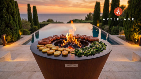 Grilled Alheira Sausage (Portuguese Style) cooking on an Arteflame grill