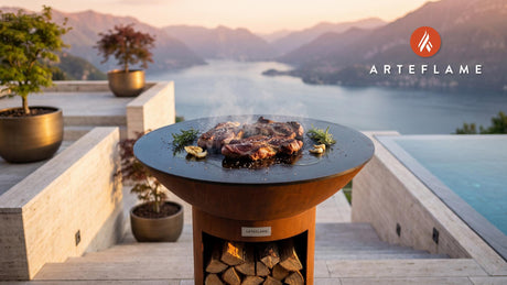 Seared Black Pork Secretos (Portuguese Style) cooking on an Arteflame grill