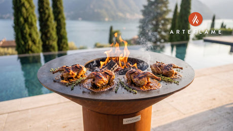 Maple Glazed Grilled Quail (Florida Style) cooking on an Arteflame grill