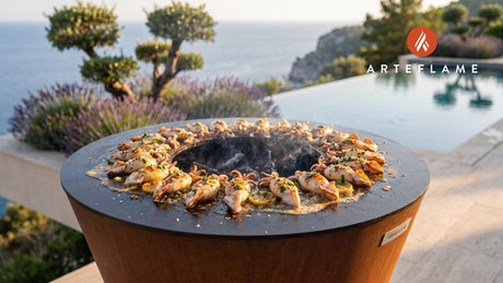 Grilled Baby Squid cooking on an Arteflame grill
