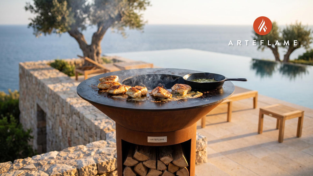 Grilled Grouper Cheeks with Lemon Butter (Florida Style) cooking on an Arteflame grill
