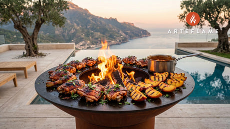 Peach BBQ Grilled Chicken (Georgia Style) cooking on an Arteflame grill