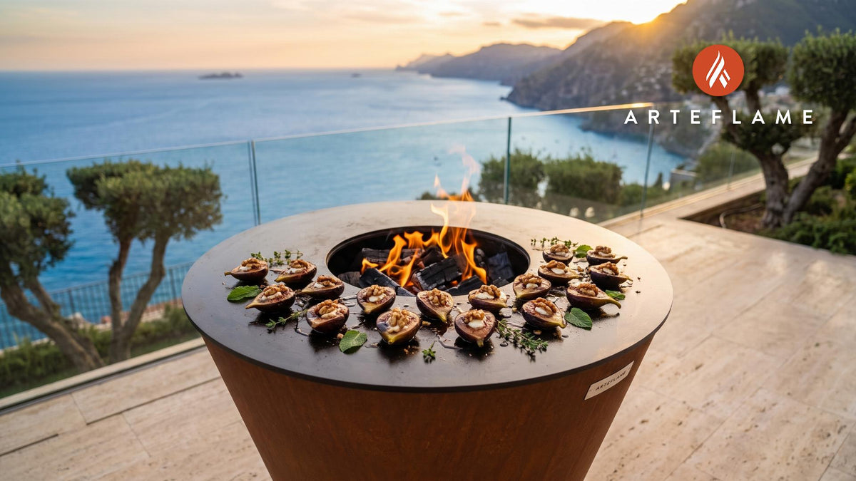 Grilled Figs & Goat Cheese (Portuguese Style) cooking on an Arteflame grill