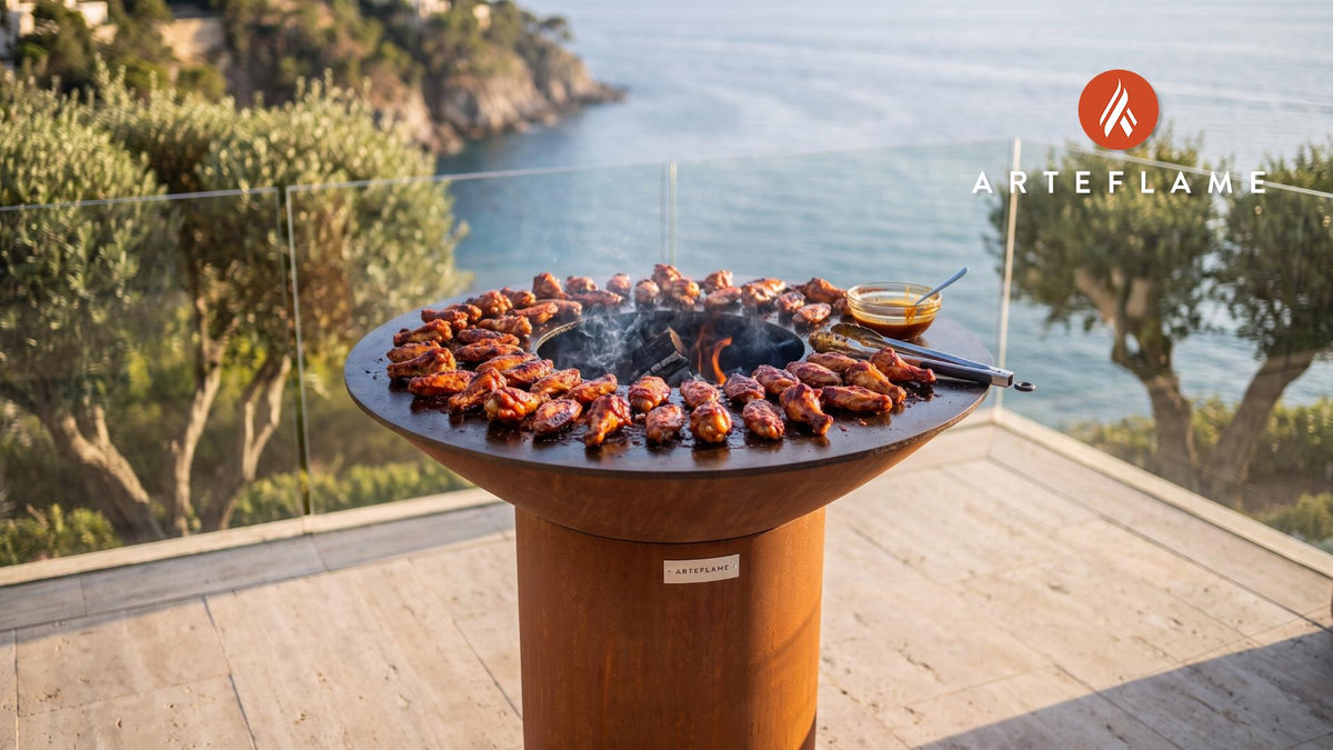 Honey BBQ Glazed Chicken Wings (Georgia Style) cooking on an Arteflame grill