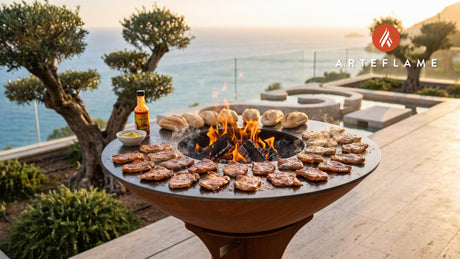 Seared Pork Bifanas (Portuguese Style) cooking on an Arteflame grill