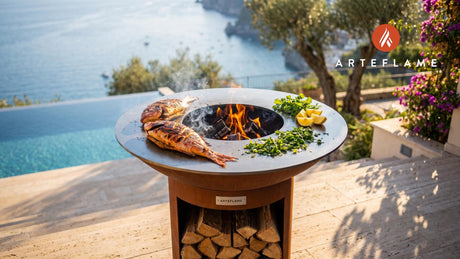 Grilled Red Snapper (Portuguese Style) cooking on an Arteflame grill