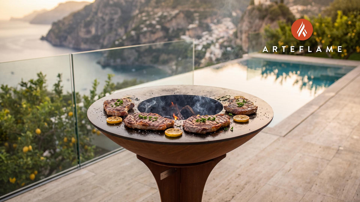 Juicy Grilled Veal Steaks (Portuguese Style) cooking on an Arteflame grill