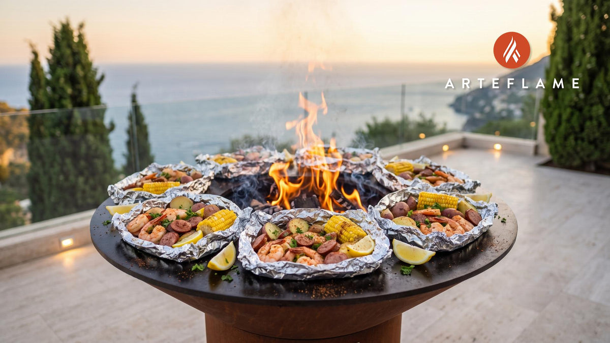 Low Country Boil Grill Packets (Georgia Style) cooking on an Arteflame grill