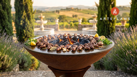 Tender Grilled Duck Hearts (Portuguese Style) cooking on an Arteflame grill