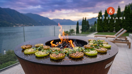 Crispy Grilled Green Tomatoes (Georgia Style) cooking on an Arteflame grill