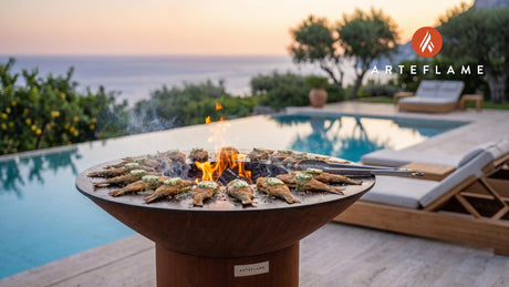 Grilled Vendace with Herb Butter (Swedish Style) cooking on an Arteflame grill