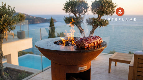 Grilled Bacon Wrapped Meatloaf (Georgia BBQ Style) cooking on an Arteflame grill