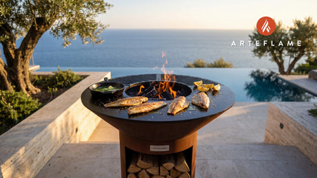 Charcoal Grilled Pike with Lemon Dill Butter (Swedish Style) cooking on an Arteflame grill