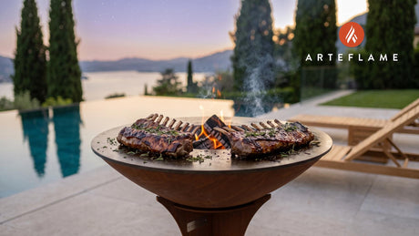 Rosemary Glazed Lamb Ribs (Swedish Winter BBQ) cooking on an Arteflame grill