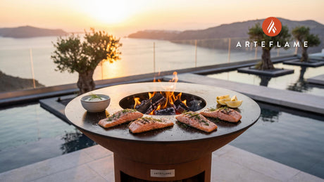 Smoky Grilled Char with Horseradish Cream (Swedish Style) cooking on an Arteflame grill