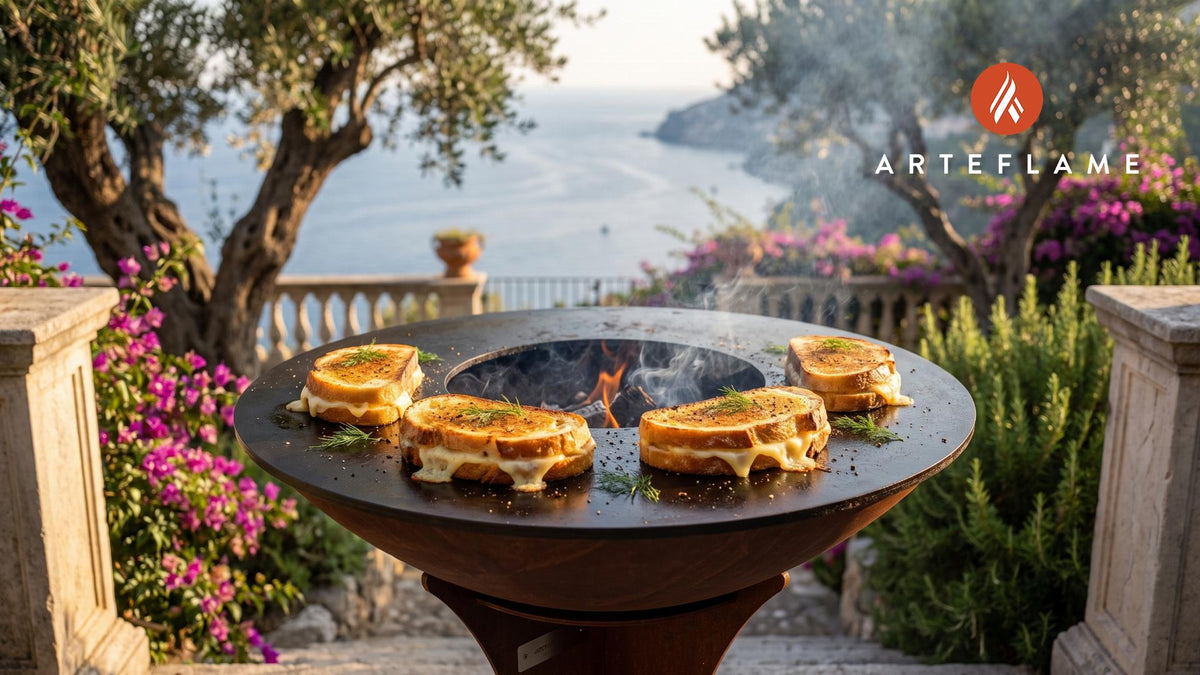 Grilled Vasterbotten Cheese Sandwich (Swedish Style) cooking on an Arteflame grill