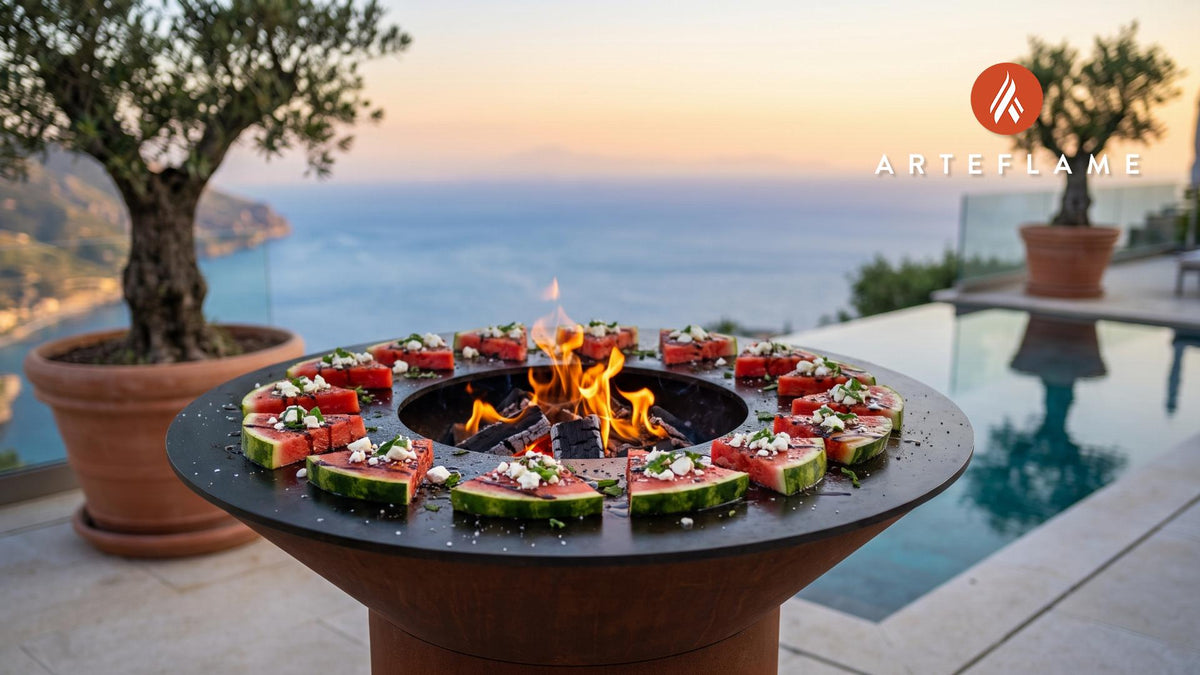 Grilled Watermelon & Feta (Georgia Style) cooking on an Arteflame grill