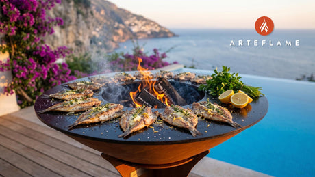 Grilled Herring with Lemon Thyme (Swedish Style) cooking on an Arteflame grill