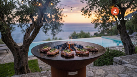 Hickory Smoked Venison Steak (Georgia Style) cooking on an Arteflame grill