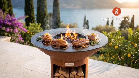 Grilled Duck with Orange Mustard (Swedish Winter Style) cooking on an Arteflame grill
