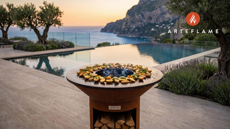 Crispy Grilled Potatoes (Swedish Smoked Butter) cooking on an Arteflame grill