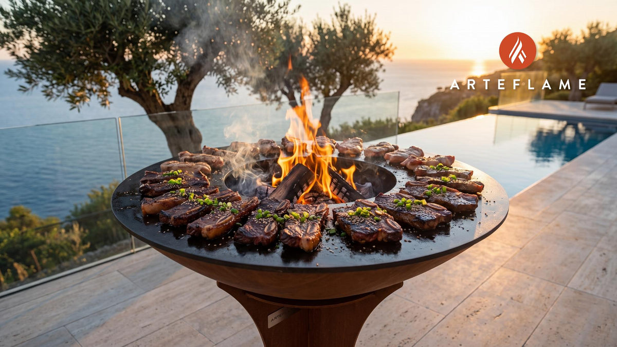 Grilled Hawaiian Kalbi Ribs cooking on an Arteflame grill