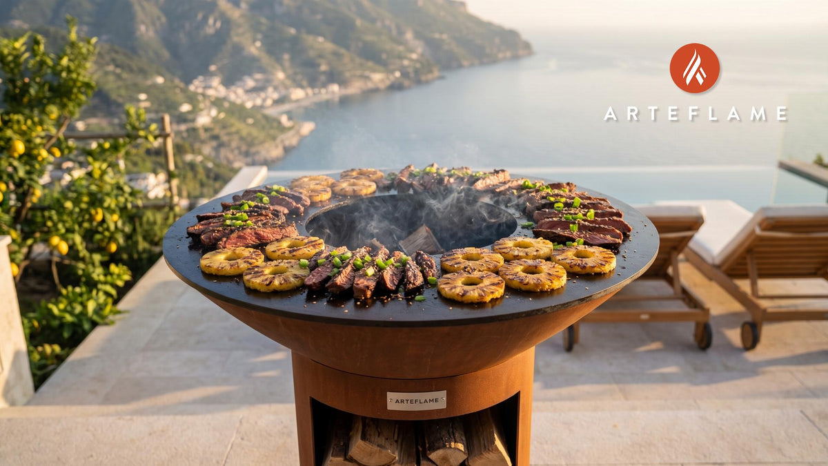 Grilled Teriyaki Beef (Hawaiian Style) cooking on an Arteflame grill
