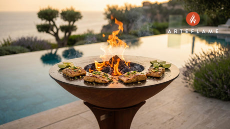 Grilled Mahi Mahi with Lilikoi Glaze (Hawaii Style) cooking on an Arteflame grill