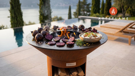 Charcoal Roasted Beets & Goat Cheese (Swedish Style) cooking on an Arteflame grill